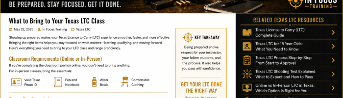 what to bring to Texas LTC class